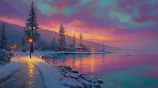 Pastel Winter Lake Sunset Wallpaper for Your TV Silent Cozy Screensaver🎨✨ screenshot 4