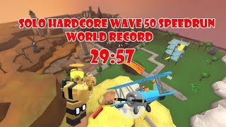Solo Hardcore Wave 50 Speedrun World Record (29:57) | ROBLOX Tower Defense Simulator