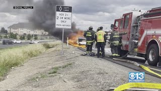 Tesla catches fire on Highway 99