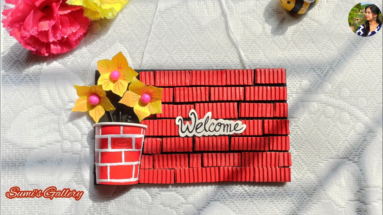DIY Beautiful Welcome Door Hanging Idea || Cardboard Craft || Sumi's ...