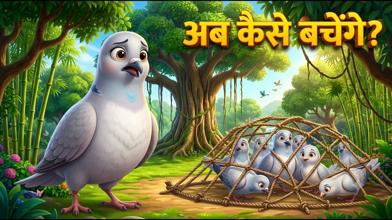 पंचतंत्र कहानी: शिकारी और कबूतर | आनंदवन Ep. 7 | हिंदी कार्टून