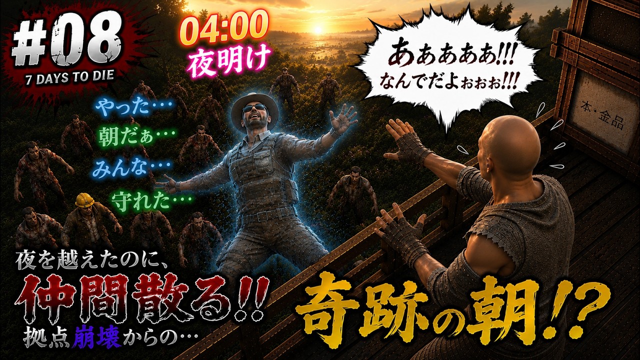 🧟【7 Days to Die 3.0】#08 ブラッドムーン襲来！操作ミスも笑いに
