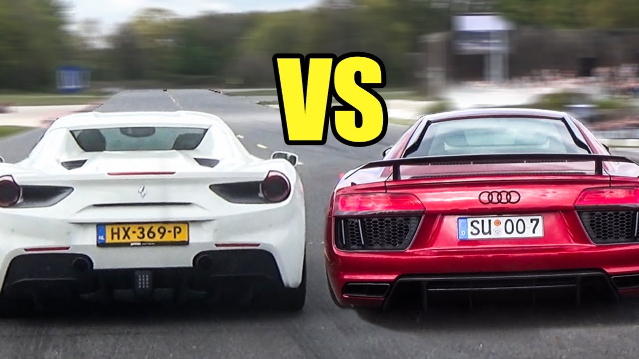 Ferrari 488 Spider Vs Audi R8 V10 Plus Drag Race