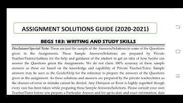 BEGS 183 Ignou Solved Assignment 2020-21