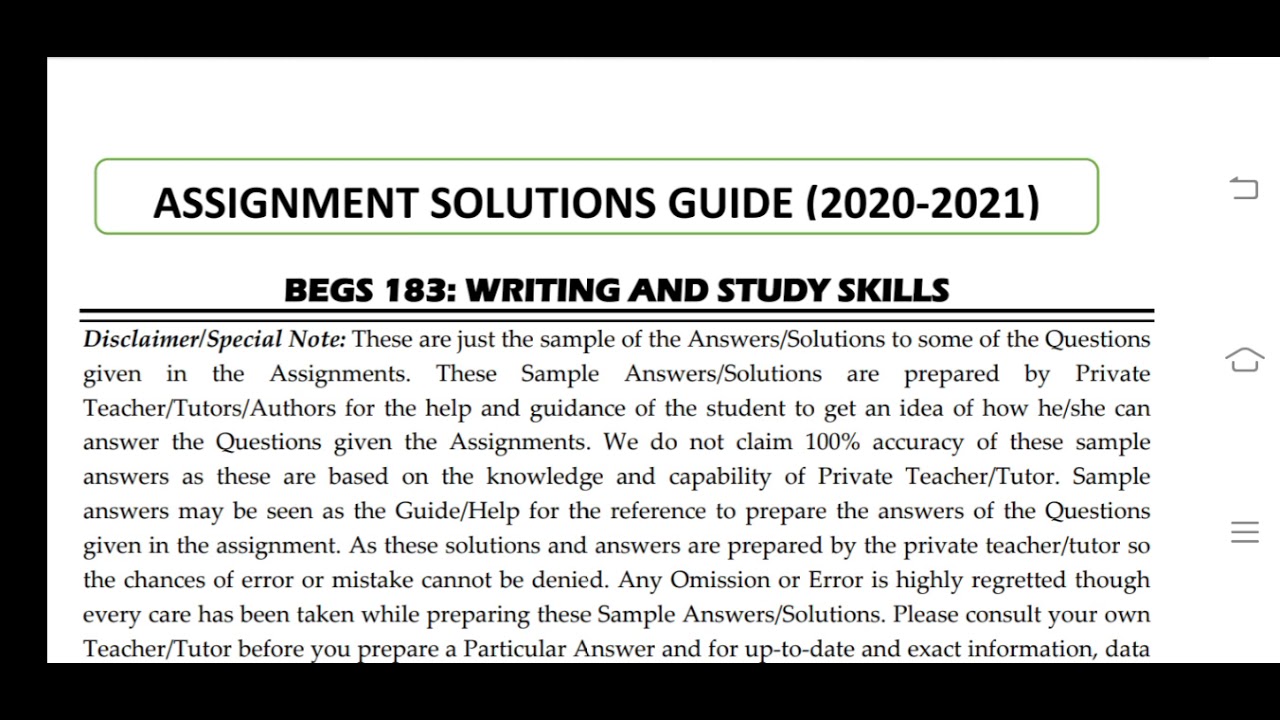 ignou solved assignment begs 183