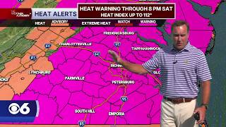 Extreme Heat Warning expanded for more of Virginia until 8 p.m. Saturday