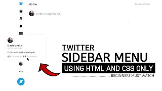 Side Navigation Bar In HTML and CSS | Twitter Sidebar Menu