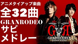 【アニソン作業用BGM】GRANRODEOアニメタイアップ楽曲全32曲サビメドレー【2023年3月11日(土)日本武道館公演開催記念！】YouTube対応版(再うp)