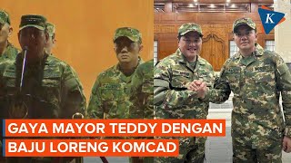 Penampilan Mayor Teddy Pakai Baju Loreng di Retret Kabinet