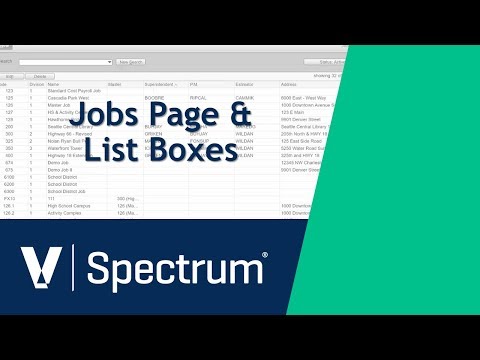 Spectrum Jobs Page and List Box