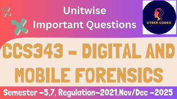 🚓CCS343 – Digital & Mobile Forensics Important Questions in Tamil | NOV/DEC 2025 | Anna Univ R-2021