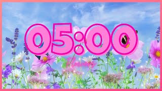 5 Minute Timer With Music FLOWERS | SPRING-CLASSROOM-HAPPY|