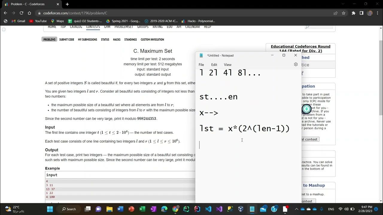 Educational codeforces round 144 solutions a to d 