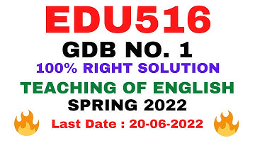 EDU516 GDB NO. 1 SPRING 2022 || 100% RIGHT SOLUTION || TEACHING OF ENGLISH || BY VuTech