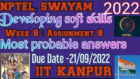 Developing Soft skills personality Wwk 8 : assignment 8 Answes ।#nptel @engineeringkurukshetra