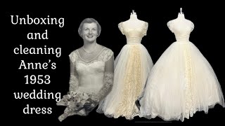 A yellowed fairytale princess wedding dress from 1953 gets cleaned and is ready for another wedding