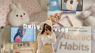 Productive vlog 💌| desk cleaning and organizing, shopping hauls, healthy habits and more!! 🤍