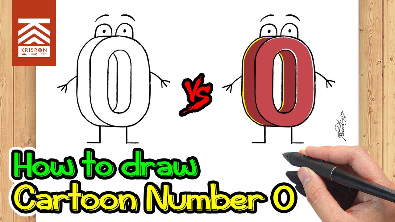 How to Draw Cartoon Number 0 | Easy - Step by Step Digital Art - YouTube