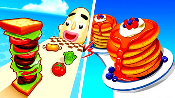 Sandwich Runner VS Pancake Run 🥪🥞⚡ Max Levels Gameplay Walkthrough (Android/iOS) RGRE89