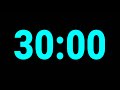 30 Minute Timer Countdown | Big Turquoise Numbers | No Sound | Clean Timer