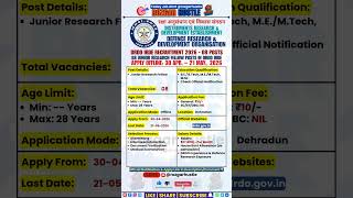 DRDO IRDE JRF Recruitment 2026 | 08 Posts | Apply Offline