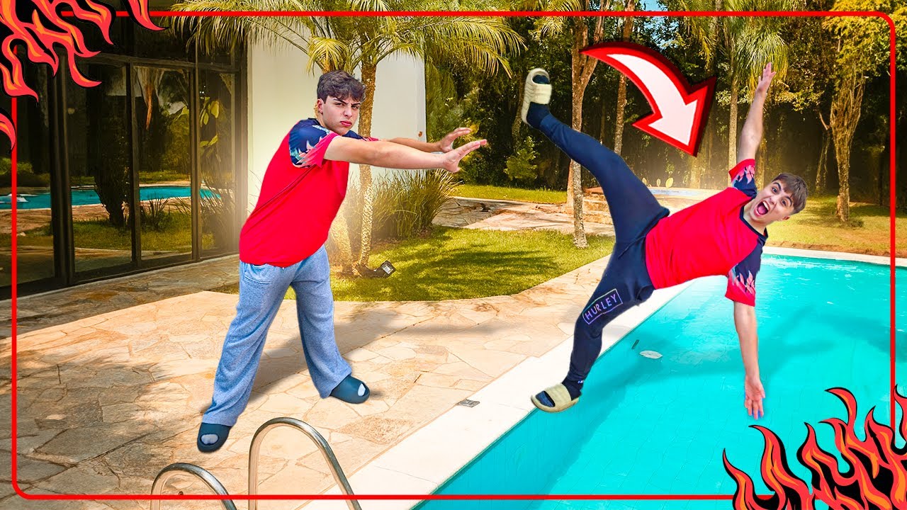 EU E MEU IRMÃO BRIGAMOS FEIO! *Joguei ele na piscina!