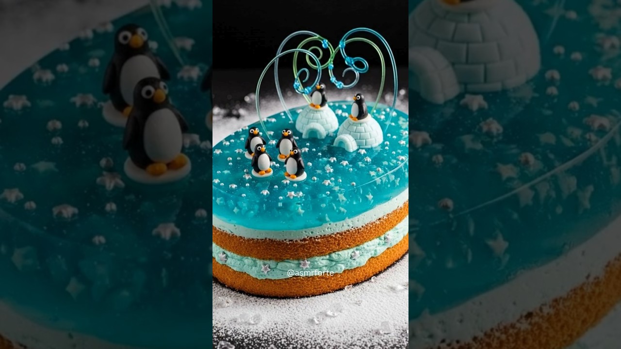 ❄️🐧 Aurora Ice Jelly Cake ASMR | Polar Dessert Art 