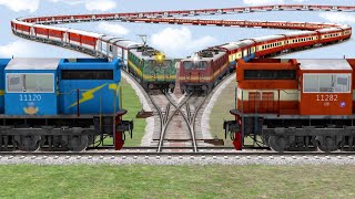 TRAINS CROSSING ON DANGEROUS UNFINISHED RAILROAD TRACKS | Train Simulator 2022 | TrainsFun