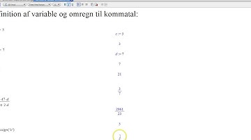 Definition af variable og omregn til kommatal i Maple