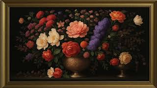 Baroque Floral Oil Painting in 4K | Elegant Frame TV Art Screensaver for Living Room Ambience