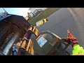 Garbage truck toter pov  long recycle route