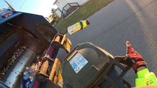 Garbage Truck Toter PoV | LONG Recycle Route