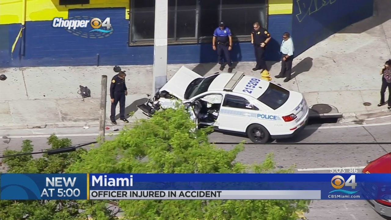Miami Police Officer Seriously Injured In Accident - YouTube