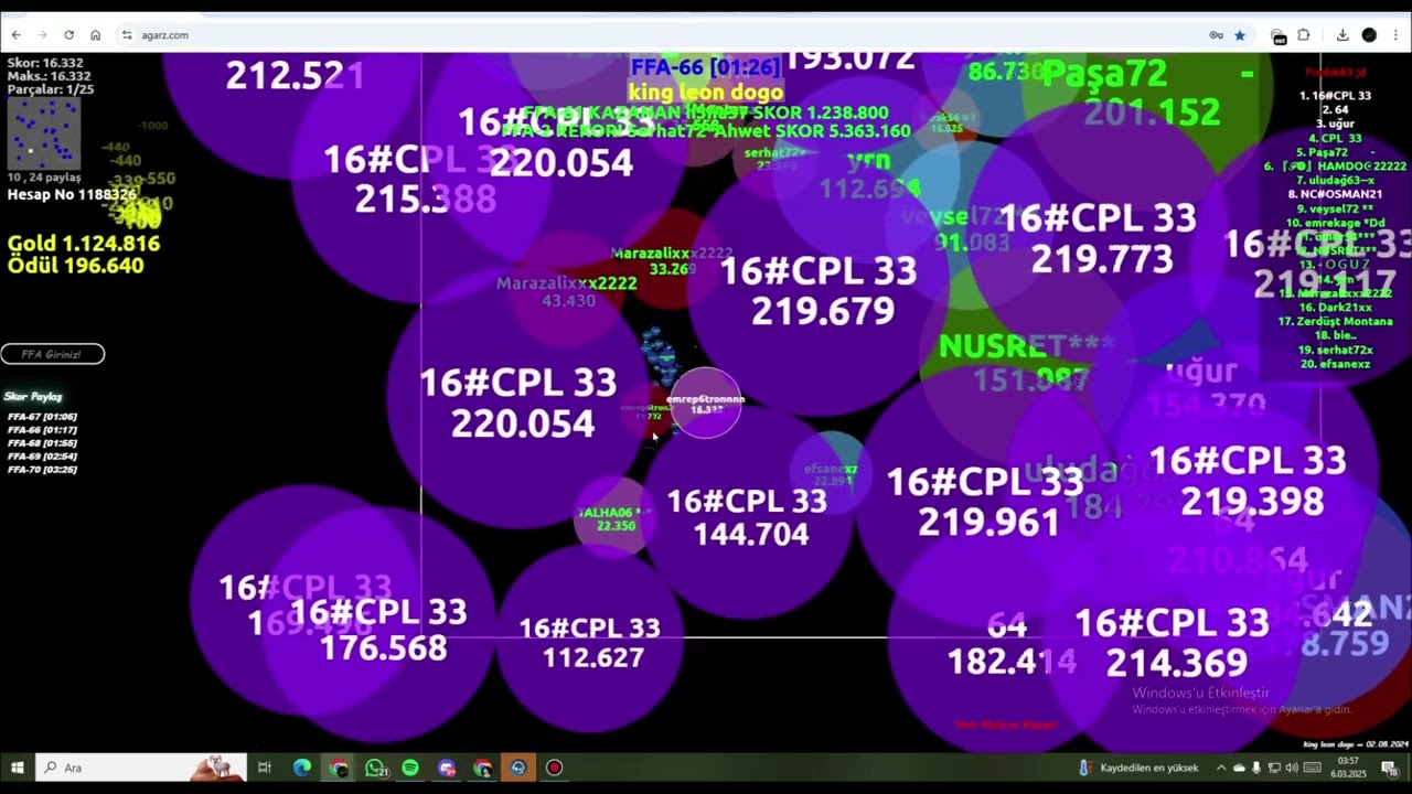 #AGARZ FFA 66 REKOR! 5.491.335 ANA HESAP