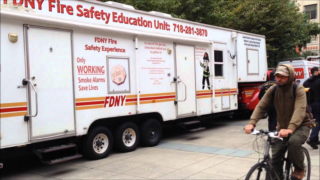 LARGE FDNY FIRE SAFETY UNIT AT FDNY FIRE SAFETY DAY IN METROTECH COMMONS CENTER IN BROOKLYN, NYC.