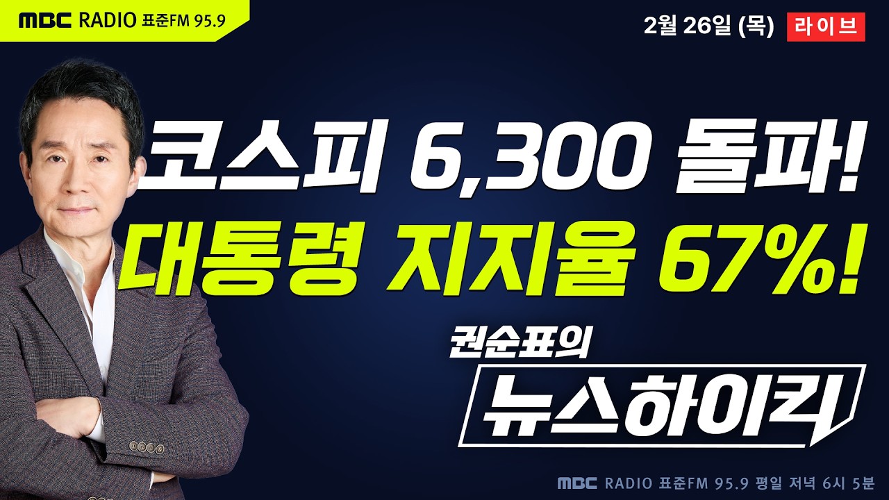 [권순표의 뉴스하이킥🔴] 코스피 6300 돌파한 날, '취임 후 최고치' 67% 기록한 李대통령 지지율 - 거없&박영식, 이정은, 신인규&장성철, 오윤혜, 김준형, 변상욱