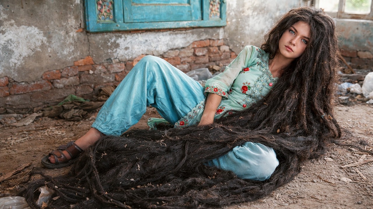 Hair 2 METERS LONG!!! Tragic Story  Homeless Woman’s  ASMR Haircut