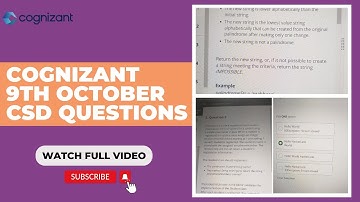 Cognizant CSD 9th October Exam Questions | Foundational Skill Readiness Assessment