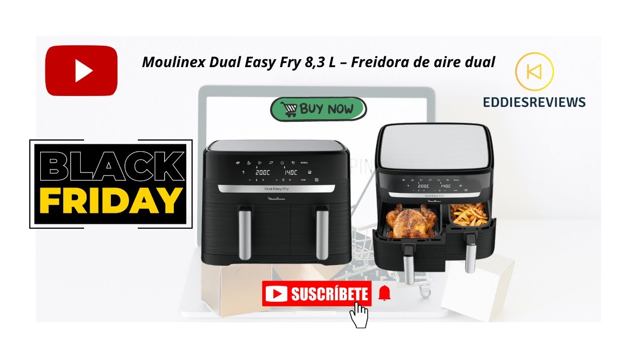 Moulinex Dual Easy Fry 8.3 L – Dual air fryer, energy savings of up to 70%,  5.2