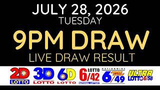[LIVE] PCSO Lotto Result Today 9pm July 28 2026 - Ez2 Result and Swertres Result