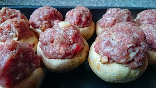 СОЧНЫЕ фаршированные шампиньоны на закуску. Грибы в духовке СОЧНЫЕ фаршированные шампиньоны на закуску. Грибы в духовке