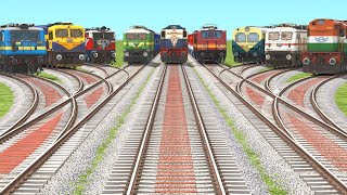 9 INDIAN TRAINS CROSSING🔺 FORKED BRANCHED RAILROAD CROSSING | train simulator