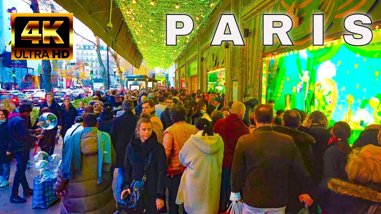 Paris France Shopping Rush Hour - December 23, 2022 - 4K60 fps Walking Tour