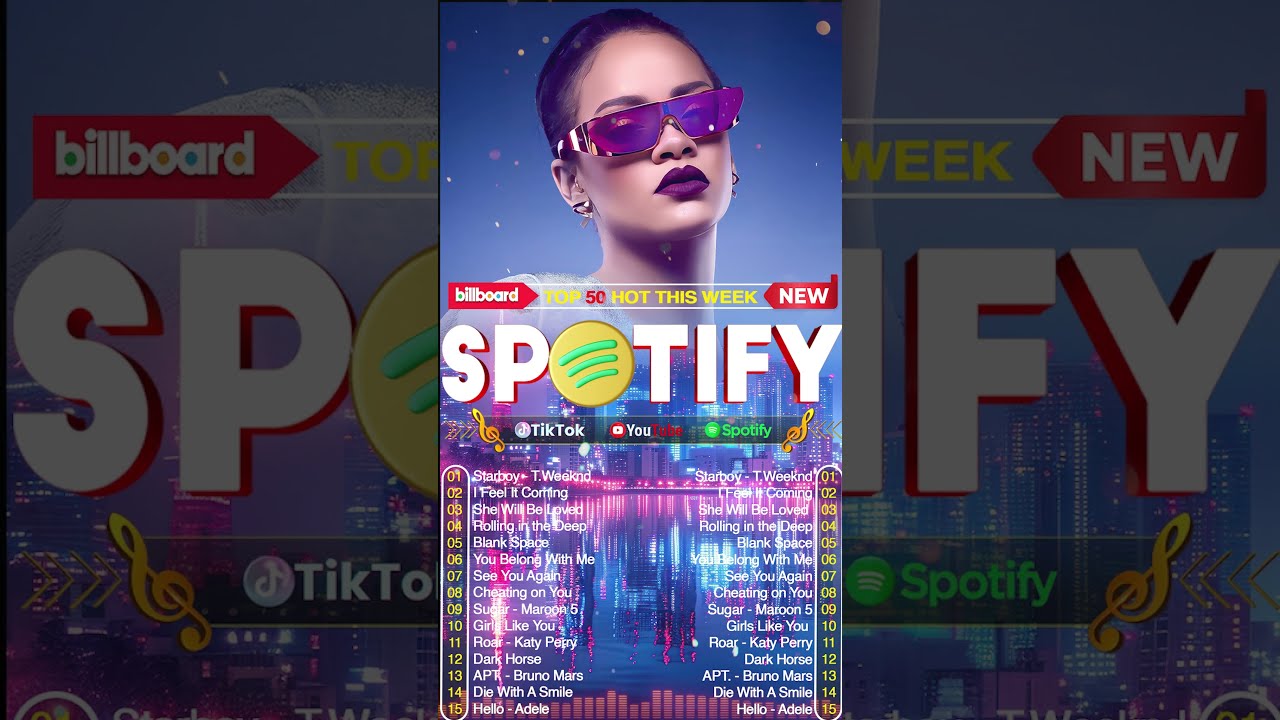 Rihanna Dua Lipa Ed Sheeran Bruno Mars Adele Maroon 5 The Weeknd Billboard Top 50 This Week