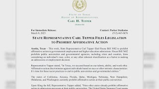 State Rep. Tepper files legislation to prohibit affirmative action