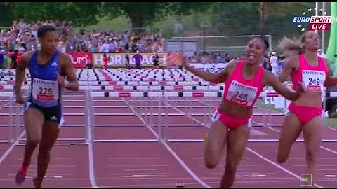 Queen Harrison 12.62 wins womens 100mH A Race Luze...