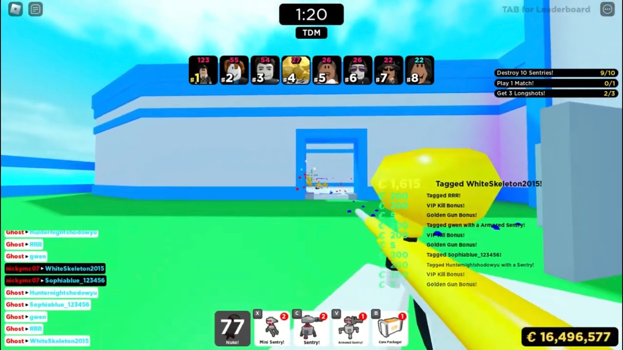 Golden Gun Only Challenge! Roblox Big Paintball YouTube