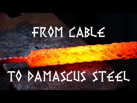 Video HOW TO MAKE CABLE DAMASCUS | Rèn Phôi Damascus từ Cáp... - youtube