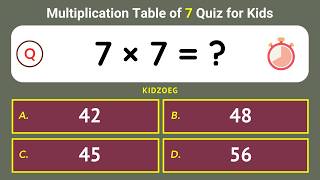Multiplication Table of 7 Quiz for Kids | 25 Easy Practice Questions to Master 7 Times Table