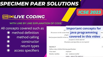 computer application specimen paper icse 2023 | learn easily | define a class with following specifi